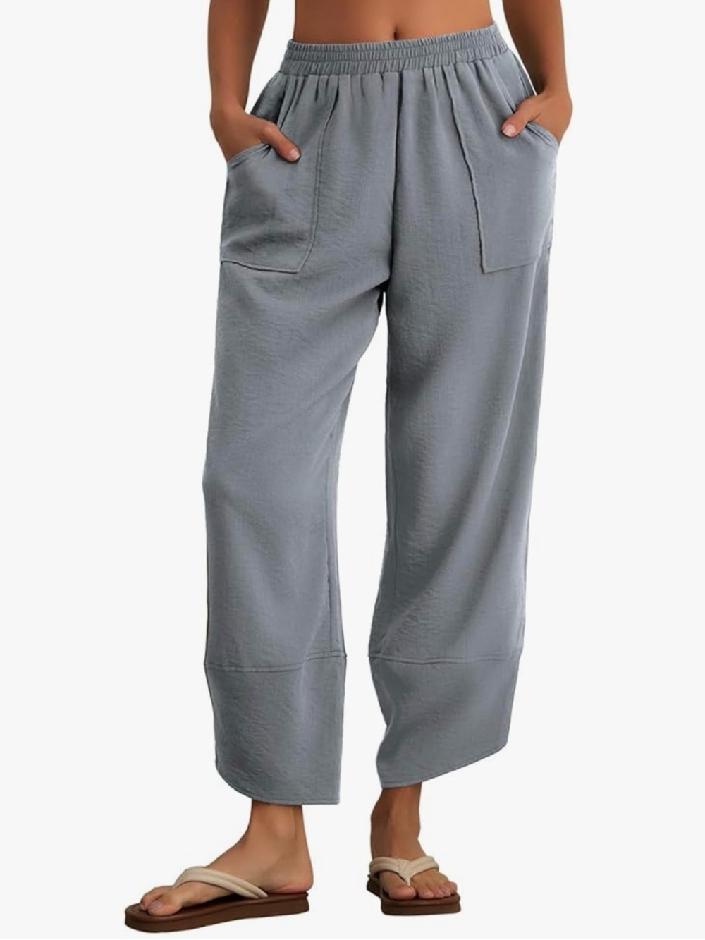 Amazon Waffle Wide Leg Women's Barrel Pants in Slate Blue